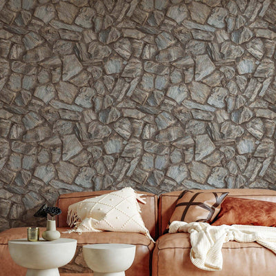 Elegant Realistic Stone Effect Wallpaper, Tan, Brown Deep Embossed Wall Decor Accent, Aesthetic Textured Wallcovering, - Adawall -Houston Wallpaper Store - Walcoverings, Curtains & Wall Panels