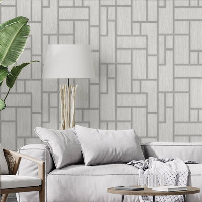 Elegant Wood Pattern 3D Embossed Wallpaper, White Farmhouse Lodge Realistic Wood Plank Textured Wall Covering - Adawall -Houston Wallpaper Store - Walcoverings, Curtains & Wall Panels