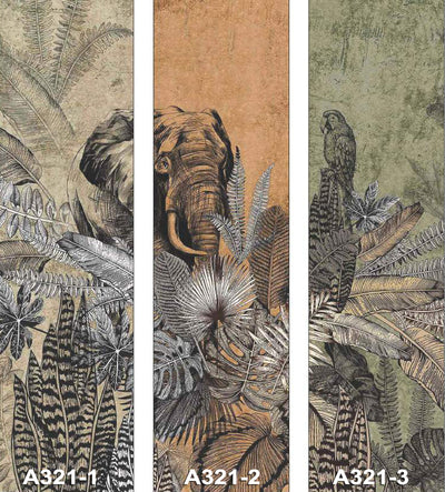 Elephant Jungle Wall Mural, Green Forest Animal Theme Wallpaper, Oversized Wall Art, Non-Woven, Non-Pasted, Removable, Exotic Wall Paper, Washable - Adawall -Houston Wallpaper Store - Walcoverings, Curtains & Wall Panels