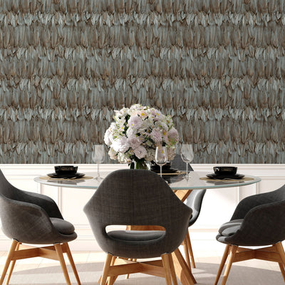 Exotic Feathers Pattern Embossed Wallpaper, Brown Neutral Tropical 3D Textured Birds Wallcovering - Adawall -Houston Wallpaper Store - Walcoverings, Curtains & Wall Panels