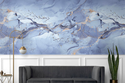 Fish Wall Mural, Purple Japan Koi Pond Fish Wallpaper, Elegant Abstract Stone Wall Covering, Removable, Modern, Non-Pasted, Stylish - Adawall -Houston Wallpaper Store - Walcoverings, Curtains & Wall Panels