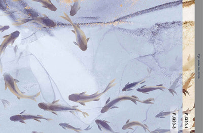 Fish Wall Mural, Purple Japan Koi Pond Fish Wallpaper, Elegant Abstract Stone Wall Covering, Removable, Modern, Non-Pasted, Stylish - Adawall -Houston Wallpaper Store - Walcoverings, Curtains & Wall Panels