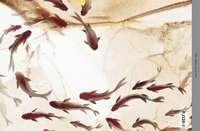Fish Wall Mural, Yellow Japan Koi Pond Fish Wallpaper, Elegant Abstract Stone Wall Covering, Removable, Modern, Non-Pasted, Stylish - Adawall -Houston Wallpaper Store - Walcoverings, Curtains & Wall Panels