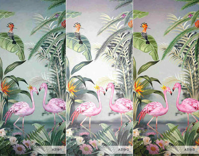 Flamingo Nature Theme Wall Mural, Dark Green Forest Wallpaper, Custom Wall Mural, Wall Poster Home Interior Decor, Non-Adhesive, Non-Woven, Washable, Removable - Adawall -Houston Wallpaper Store - Walcoverings, Curtains & Wall Panels