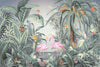 Flamingo Nature Theme Wall Mural, Light Green Forest Wallpaper, Custom Wall Mural, Wall Poster Home Interior Decor, Non-Adhesive, Non-Woven, Washable, Removable - Adawall -Houston Wallpaper Store - Walcoverings, Curtains & Wall Panels