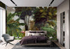 Flamingos Tropical Trees Wallpaper, Light Green Nature Wall Mural, Jungle Forest Scene, Non-Woven, Non-Pasted, Removable, Custom Exotic Wall Print Art - Walloro High End Wallcoverings & More