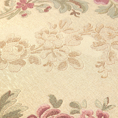 Floral Beige Embossed Wallpaper, Purple Flowers Home Wall Decor, Aesthetic Wallpaper, Textured Wallcovering Non-Adhesive and Non-Peel and Stick - Adawall -Houston Wallpaper Store - Walcoverings, Curtains & Wall Panels