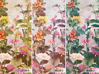 Floral Blossoms Wallpaper, Green Flowers Birds Wall Mural, Oversized Custom Size Wall Art, Non-Woven, Non-Adhesive, Modern Wall Paper, Removable - Adawall -Houston Wallpaper Store - Walcoverings, Curtains & Wall Panels