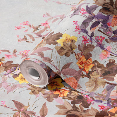 Floral Blossoms Wallpaper, Yellow Flowers Birds Wall Mural, Oversized Custom Size Wall Art, Non-Woven, Non-Adhesive, Modern Wall Paper, Removable - Adawall -Houston Wallpaper Store - Walcoverings, Curtains & Wall Panels