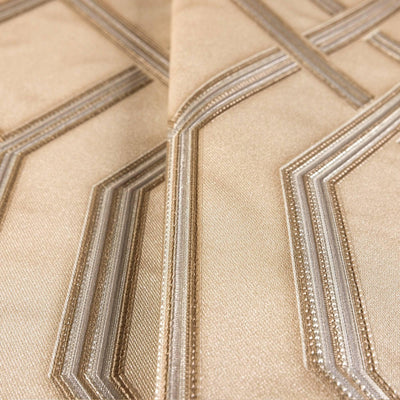 Geometric Wallpaper, 3D Embossed Modern Flocked Wallcovering, Beige, Silver Fabric Touch Contemporary Washable, Extra Large 177 sq ft Roll - Adawall -Houston Wallpaper Store - Walcoverings, Curtains & Wall Panels
