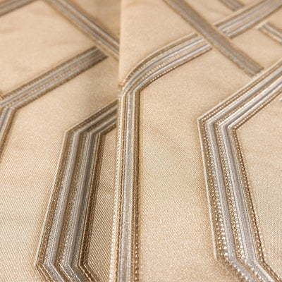 Geometric Wallpaper, 3D Embossed Modern Flocked Wallcovering, Beige, Silver Fabric Touch Contemporary Washable, Extra Large 177 sq ft Roll - Adawall -Houston Wallpaper Store - Walcoverings, Curtains & Wall Panels