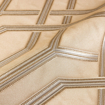 Geometric Wallpaper, 3D Embossed Modern Flocked Wallcovering, Beige, Silver Fabric Touch Contemporary Washable, Extra Large 177 sq ft Roll - Adawall -Houston Wallpaper Store - Walcoverings, Curtains & Wall Panels