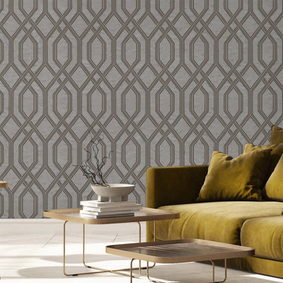 Geometric Wallpaper, 3D Embossed Modern Flocked Wallcovering, Gray Fabric Touch Contemporary Washable, Extra Large 177 sq ft Roll - Adawall -Houston Wallpaper Store - Walcoverings, Curtains & Wall Panels
