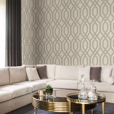 Geometric Wallpaper, 3D Embossed Modern Flocked Wallcovering, Light Gray, Silver Fabric Touch Contemporary Washable, Extra Large 177 sq ft Roll - Adawall -Houston Wallpaper Store - Walcoverings, Curtains & Wall Panels