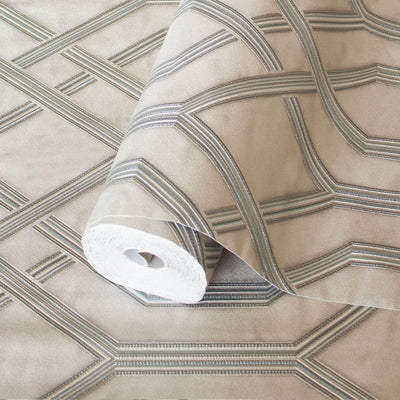 Geometric Wallpaper, 3D Embossed Modern Flocked Wallcovering, Light Gray, Silver Fabric Touch Contemporary Washable, Extra Large 177 sq ft Roll - Adawall -Houston Wallpaper Store - Walcoverings, Curtains & Wall Panels