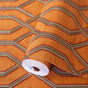 Geometric Wallpaper, 3D Embossed Modern Flocked Wallcovering, Orange, Silver Fabric Touch Contemporary Washable, Extra Large 177 sq ft Roll - Adawall -Houston Wallpaper Store - Walcoverings, Curtains & Wall Panels