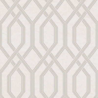 Geometric Wallpaper, 3D Embossed Modern Flocked Wallcovering, White, Silver Fabric Touch Contemporary Washable, Extra Large 177 sq ft Roll - Adawall -Houston Wallpaper Store - Walcoverings, Curtains & Wall Panels