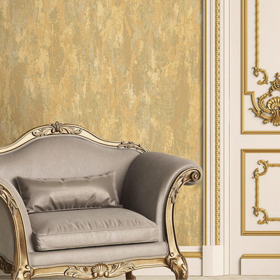 Gold Distressed Metallic Embossed Wallpaper, Shiny Rustic Industrial Modern Wallcovering - Adawall -Houston Wallpaper Store - Walcoverings, Curtains & Wall Panels