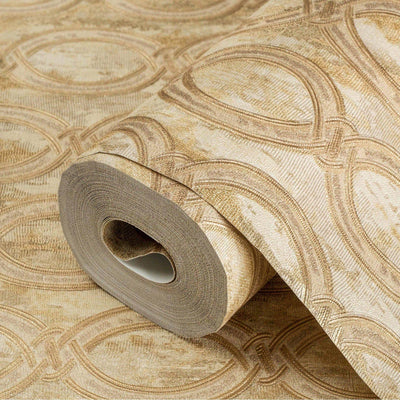 Gold Geometric Chain Pattern Wallpaper, Deep Embossed Stylish Sparkling Luxury Design - Adawall -Houston Wallpaper Store - Walcoverings, Curtains & Wall Panels