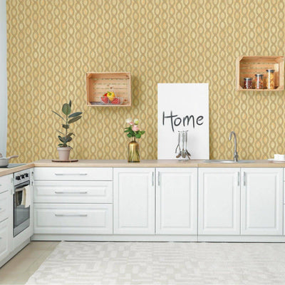 Gold Geometric Chain Pattern Wallpaper, Deep Embossed Stylish Sparkling Luxury Design - Adawall -Houston Wallpaper Store - Walcoverings, Curtains & Wall Panels