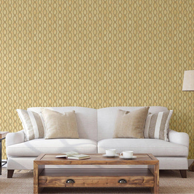 Gold Geometric Chain Pattern Wallpaper, Deep Embossed Stylish Sparkling Luxury Design - Adawall -Houston Wallpaper Store - Walcoverings, Curtains & Wall Panels