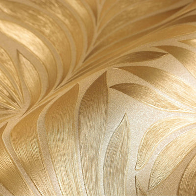 Gold Luxury Leaves Solid Color Shades Wallpaper, Deep Embossed Flocked Velvet Feeling Design - Adawall -Houston Wallpaper Store - Walcoverings, Curtains & Wall Panels