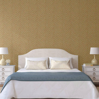 Gold Shiny Chevron Wallpaper, Deep Embossed Luxury Shimmering Geometric Pattern Wall Paper, Large Non-Pasted 114 sq ft Roll - Adawall -Houston Wallpaper Store - Walcoverings, Curtains & Wall Panels