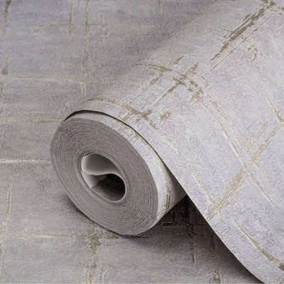Gray Abstract Metallic Lines Wallpaper, 3D Deep Embosed Silver Gold Rustic Geometric Interior Decor - Adawall -Houston Wallpaper Store - Walcoverings, Curtains & Wall Panels