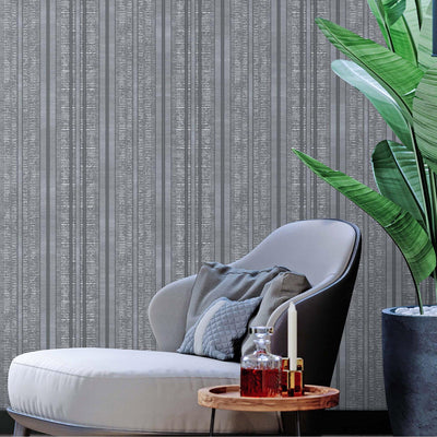 Gray Conetmporary Stripe Pattern Embossed Wallpaper, Professional Luxury Striped Wall Paper - Adawall -Houston Wallpaper Store - Walcoverings, Curtains & Wall Panels
