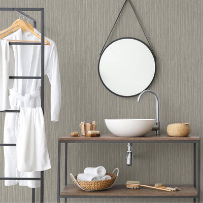 Gray Embossed Wallpaper, 3D Linen Textured, Wallcovering, Traditional, Extra Large 114 sq ft Roll, Fabric Feel, Striped - Adawall -Houston Wallpaper Store - Walcoverings, Curtains & Wall Panels