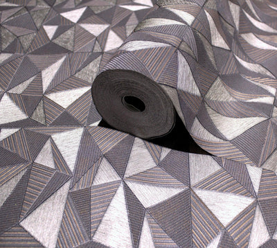 Gray Geometric Triangle Wallpaper, 3D Embossed Shiny Wallcovering, Abstract Pattern, Home Commercial Use - Adawall -Houston Wallpaper Store - Walcoverings, Curtains & Wall Panels