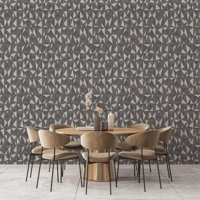 Gray Geometric Triangle Wallpaper, 3D Embossed Shiny Wallcovering, Abstract Pattern, Home Commercial Use - Adawall -Houston Wallpaper Store - Walcoverings, Curtains & Wall Panels