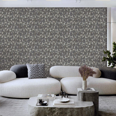 Gray Geometric Triangle Wallpaper, 3D Embossed Shiny Wallcovering, Abstract Pattern, Home Commercial Use - Adawall -Houston Wallpaper Store - Walcoverings, Curtains & Wall Panels