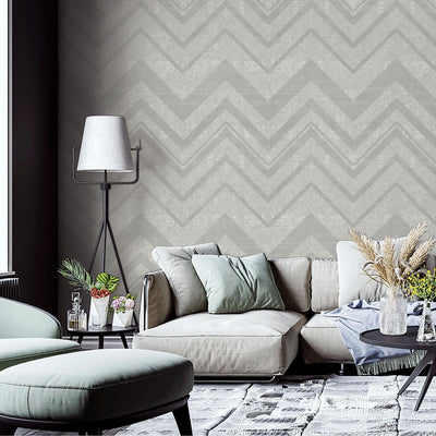 Gray Large Modern Chevron 3D Embossed Wallpaper, Modern Rich Textured Wallcovering - Adawall -Houston Wallpaper Store - Walcoverings, Curtains & Wall Panels