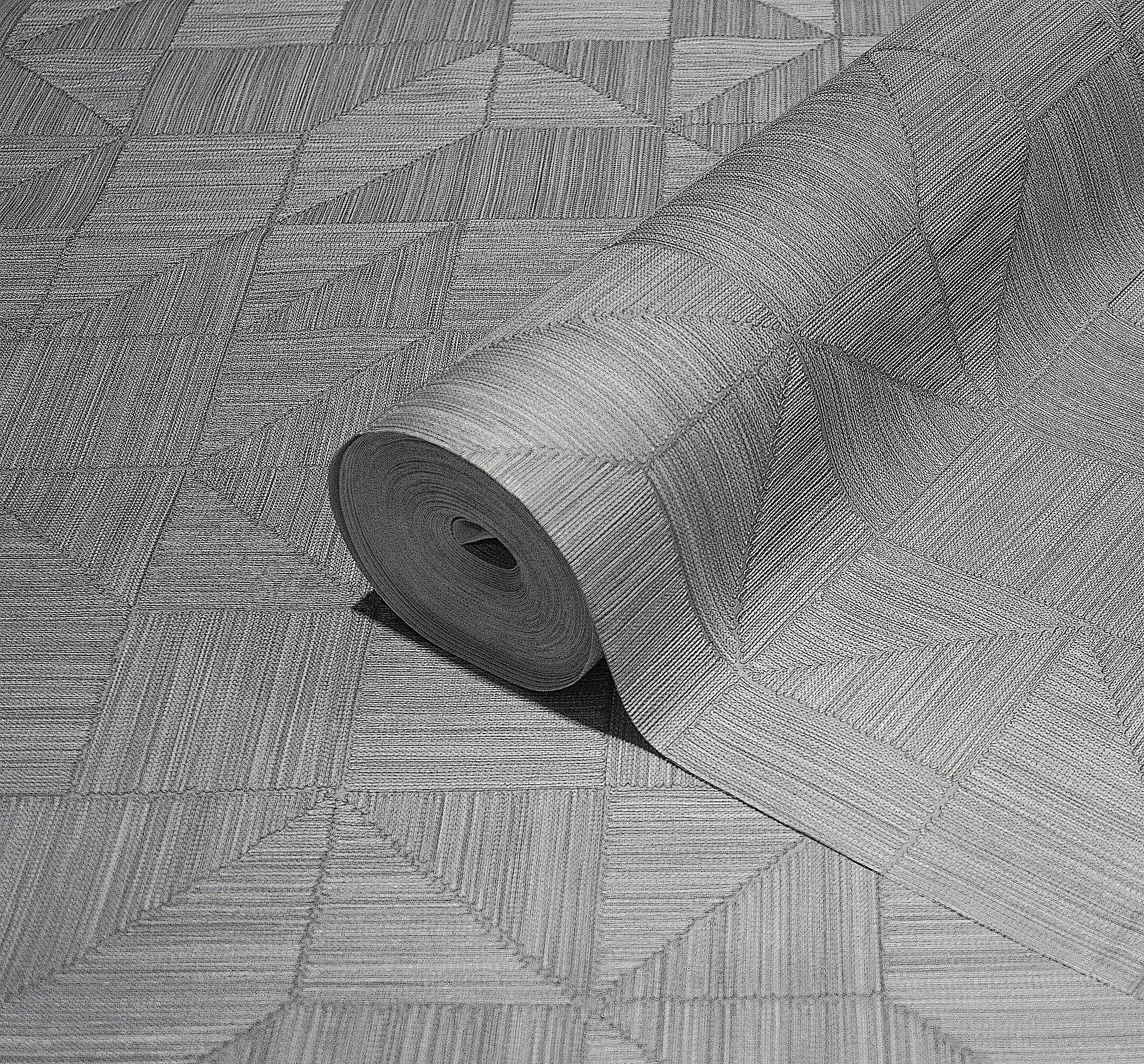 Gray Modern Geometric Shapes Wallpaper, Embossed Rich Textured ...