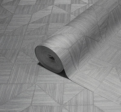 Gray Modern Geometric Shapes Wallpaper, Embossed Rich Textured Contemporary Wallcovering - Adawall -Houston Wallpaper Store - Walcoverings, Curtains & Wall Panels