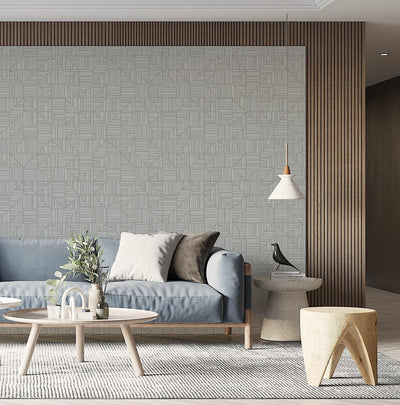 Gray Modern Geometric Shapes Wallpaper, Embossed Rich Textured Contemporary Wallcovering - Adawall -Houston Wallpaper Store - Walcoverings, Curtains & Wall Panels