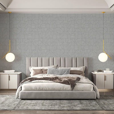 Gray Modern Geometric Shapes Wallpaper, Embossed Rich Textured Contemporary Wallcovering - Adawall -Houston Wallpaper Store - Walcoverings, Curtains & Wall Panels