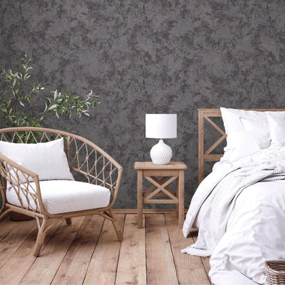 Gray Rustic Abstract Farmhouse Wallpaper, 3D Embossed Weathered Solid Color Wallcovering - Adawall -Houston Wallpaper Store - Walcoverings, Curtains & Wall Panels