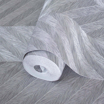 Gray Shiny Chevron Wallpaper, Deep Embossed Luxury Shimmering Geometric Pattern Wall Paper, Large Non-Pasted 114 sq ft Roll - Adawall -Houston Wallpaper Store - Walcoverings, Curtains & Wall Panels