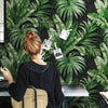 Green Black Palm Trees Embossed Wallpaper, Rich Textured Wallcovering, Large 114 sq ft Roll, Washable, Sturdy, Plants Leaves, Green Wall Decor - Walloro High End Wallcoverings & More