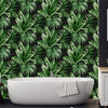 Green Black Palm Trees Embossed Wallpaper, Rich Textured Wallcovering, Large 114 sq ft Roll, Washable, Sturdy, Plants Leaves, Green Wall Decor - Walloro High End Wallcoverings & More