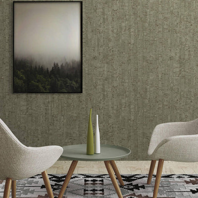 Green Cork Textured Wallpaper, Wood Tree Bark Grain Design Stylish Realistic Wallcovering - Adawall -Houston Wallpaper Store - Walcoverings, Curtains & Wall Panels