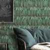 Green Feathers Pattern Embossed Wallpaper, Tropical 3D Textured Birds Vivid Wallcovering - Walloro High End Wallcoverings & More