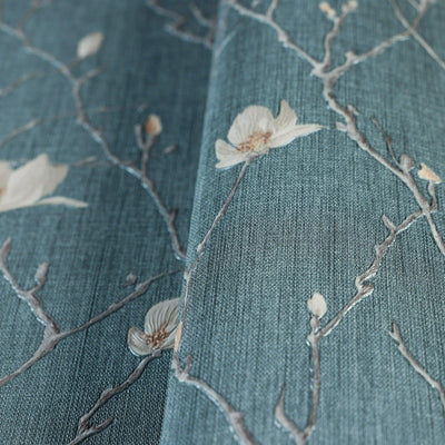 Green Floral Blossom Embossed Wallpaper, Flower Branches Chinoiserie Wallcovering - Adawall -Houston Wallpaper Store - Walcoverings, Curtains & Wall Panels