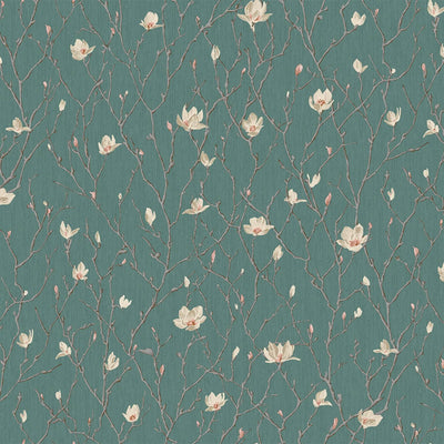 Green Floral Blossom Embossed Wallpaper, Flower Branches Chinoiserie Wallcovering - Adawall -Houston Wallpaper Store - Walcoverings, Curtains & Wall Panels