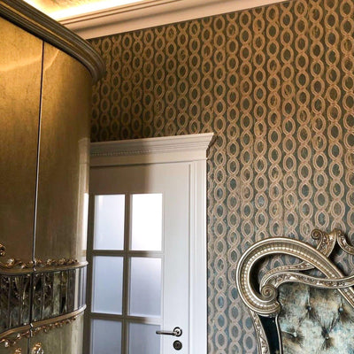 Green Geometric Chain Pattern Wallpaper, Deep Embossed Stylish Sparkling Luxury Design - Adawall -Houston Wallpaper Store - Walcoverings, Curtains & Wall Panels