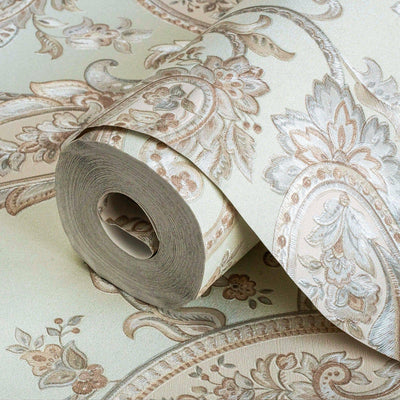 Green Luxury Paisley Deep Embossed Wallpaper, Traditional Rich Textured Wallcovering - Adawall -Houston Wallpaper Store - Walcoverings, Curtains & Wall Panels
