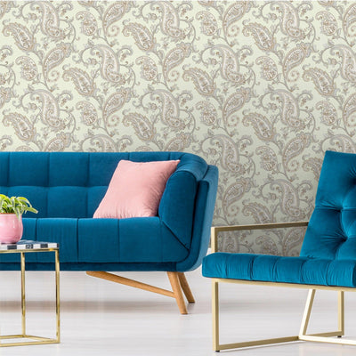 Green Luxury Paisley Deep Embossed Wallpaper, Traditional Rich Textured Wallcovering - Adawall -Houston Wallpaper Store - Walcoverings, Curtains & Wall Panels