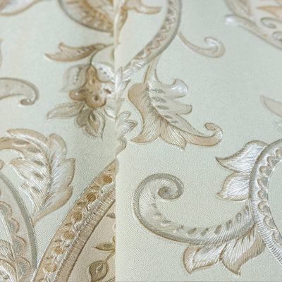 Green Luxury Paisley Deep Embossed Wallpaper, Traditional Rich Textured Wallcovering - Adawall -Houston Wallpaper Store - Walcoverings, Curtains & Wall Panels